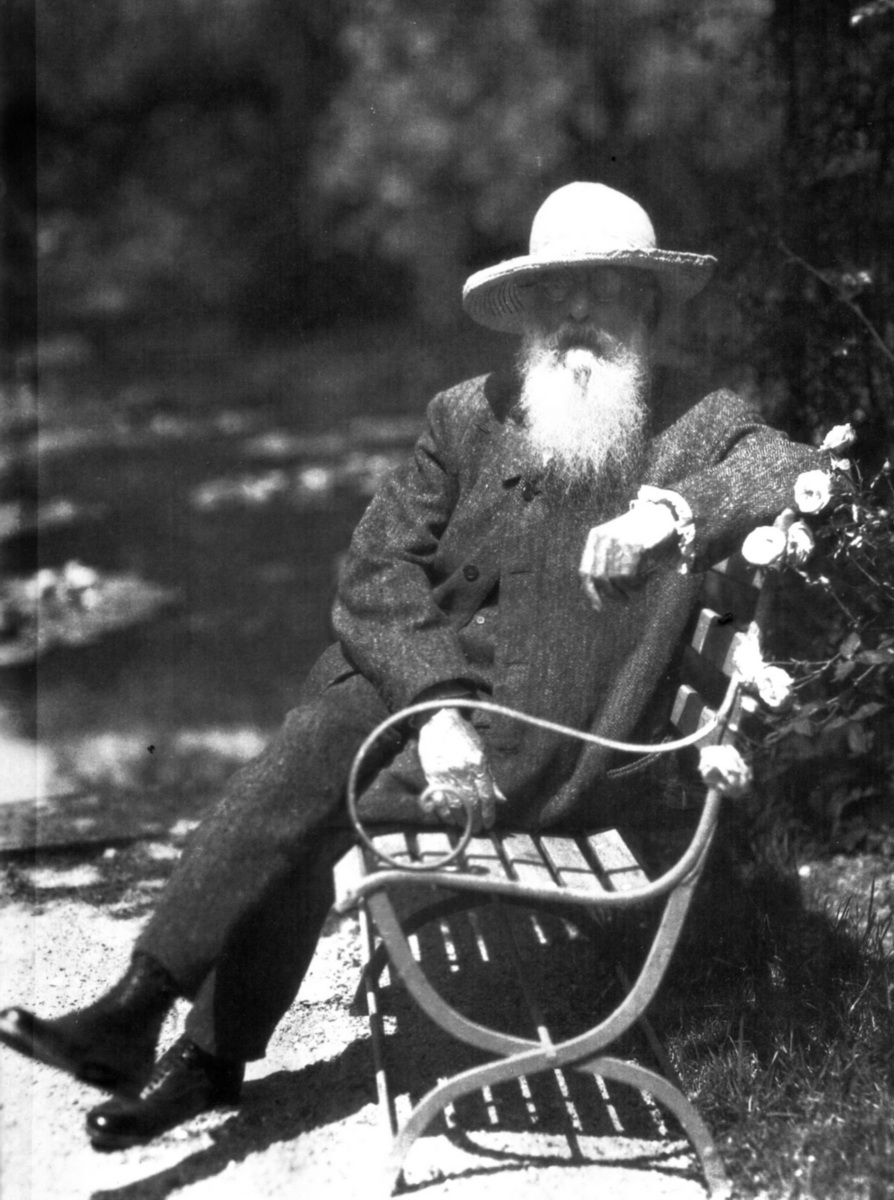 Claude Monet On bench in Giverny